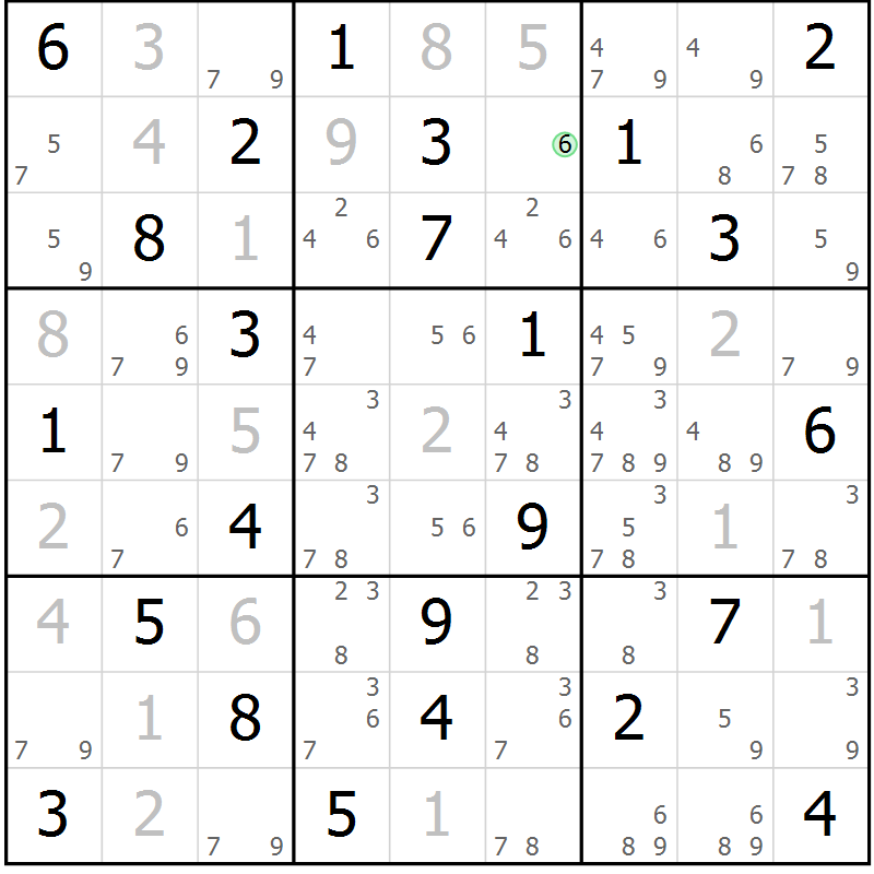 Position des candidats pour la solution de la Gr 74 page 77 du magazine de sudoku Virtuose n° 115