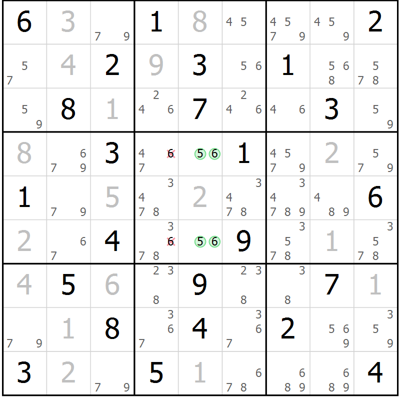 Position des candidats pour la solution de la Gr 74 page 77 du magazine de sudoku Virtuose n° 115