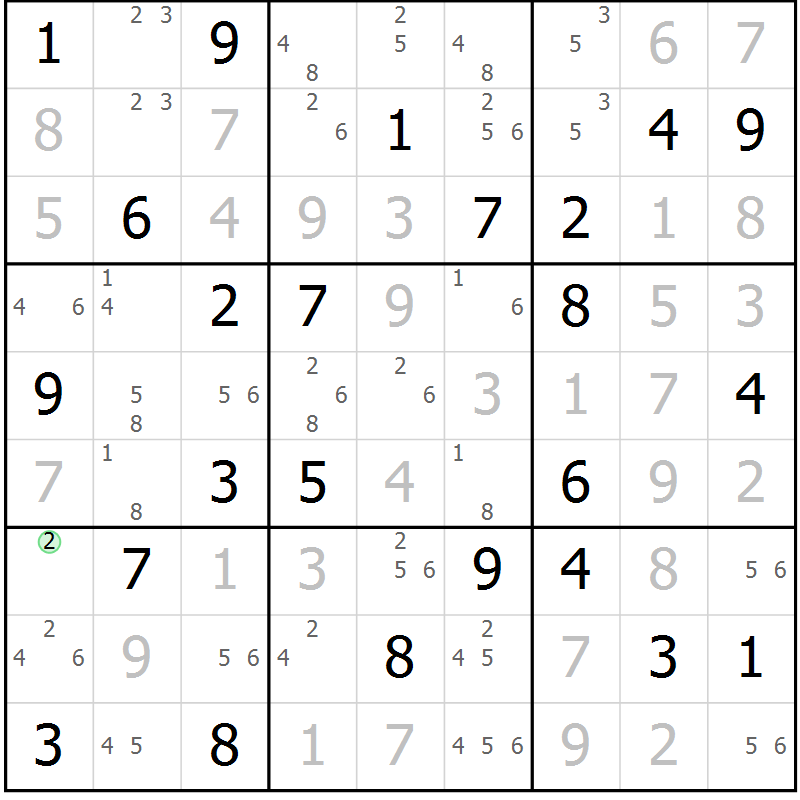 Position des candidats pour la solution de la Gr 76 page 79 du magazine de sudoku Virtuose n° 115