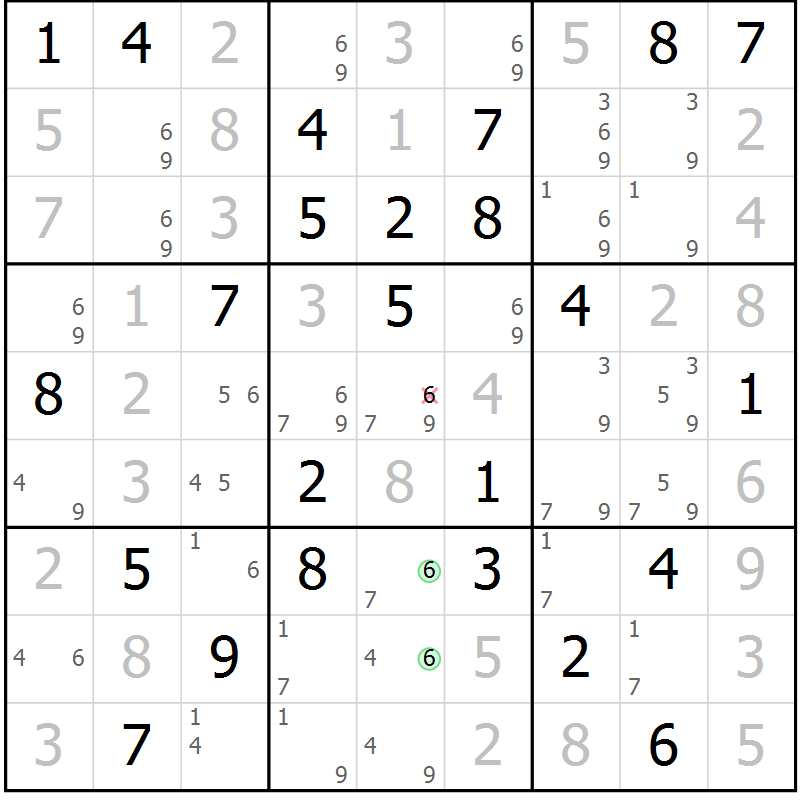 Position des candidats pour la solution de la Gr 77 page 80 du magazine de sudoku Virtuose n° 115