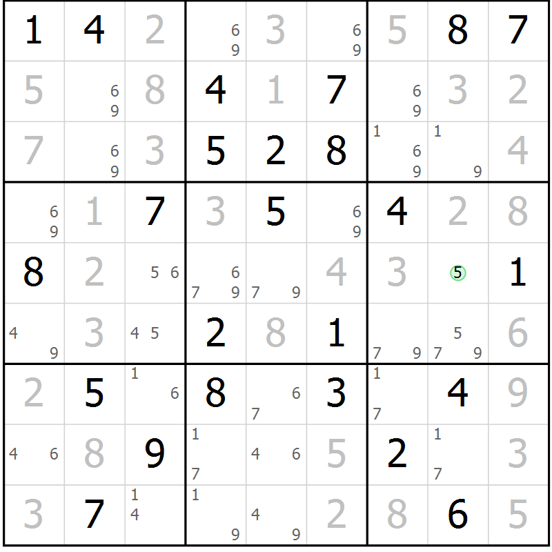 Position des candidats pour la solution de la Gr 77 page 80 du magazine de sudoku Virtuose n° 115