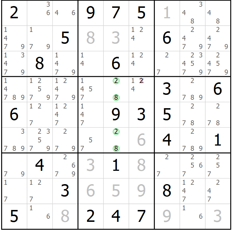 Position des candidats pour la solution de la Gr 79 page 82 du magazine de sudoku Virtuose n° 115