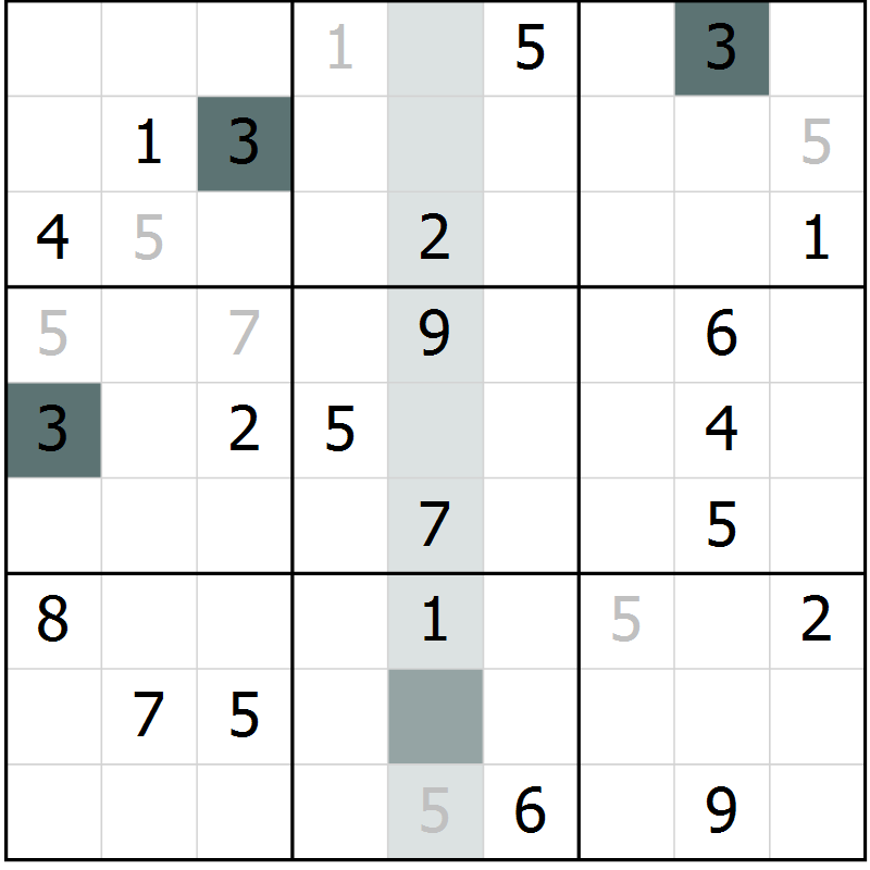 Position des candidats pour la solution de la Gr 8 page 11 du magazine de sudoku Virtuose n° 115