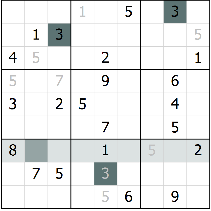 Position des candidats pour la solution de la Gr 8 page 11 du magazine de sudoku Virtuose n° 115
