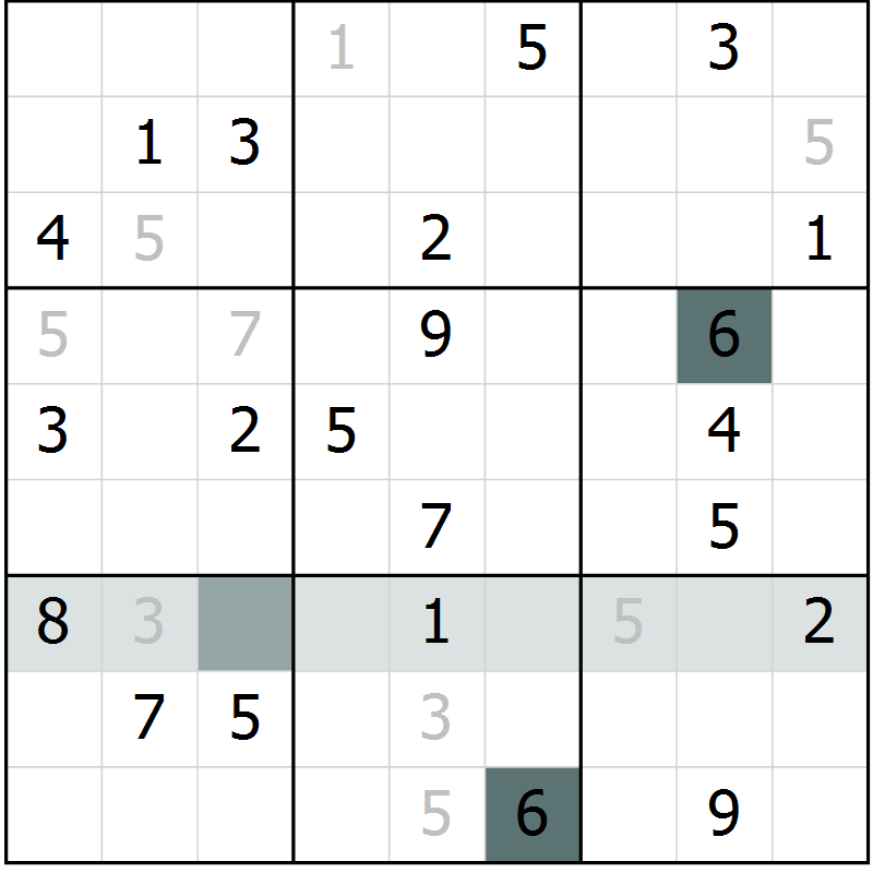 Position des candidats pour la solution de la Gr 8 page 11 du magazine de sudoku Virtuose n° 115