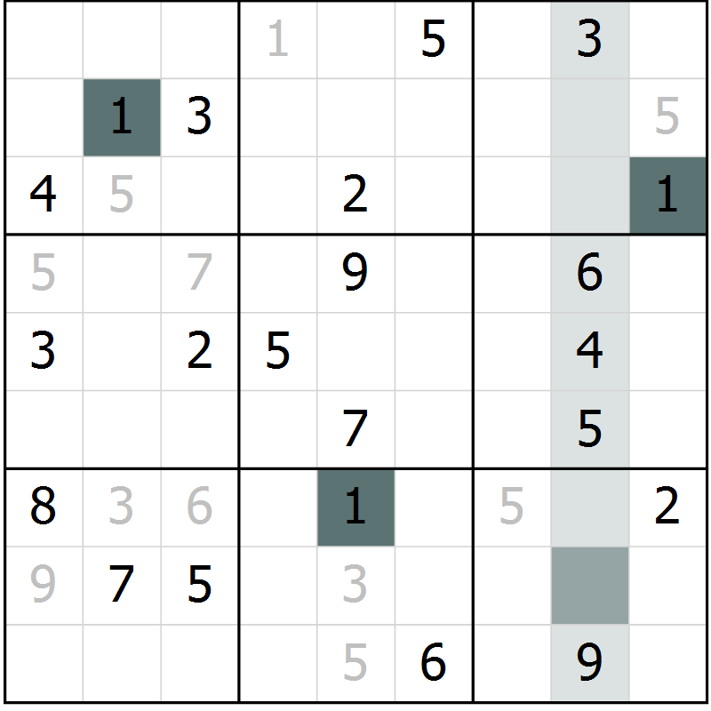 Position des candidats pour la solution de la Gr 8 page 11 du magazine de sudoku Virtuose n° 115