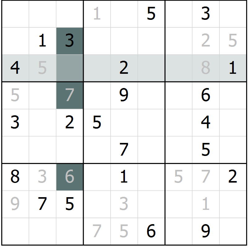 Position des candidats pour la solution de la Gr 8 page 11 du magazine de sudoku Virtuose n° 115