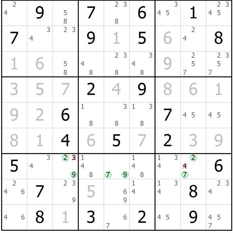 Position des candidats pour la solution de la Gr 80 page 83 du magazine de sudoku Virtuose n° 115
