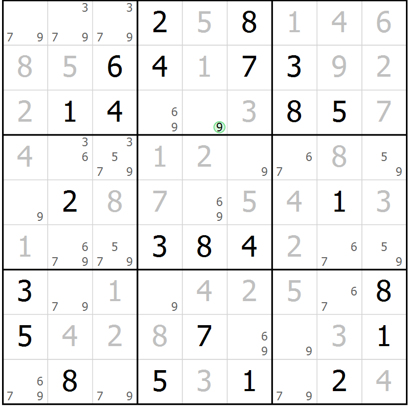 Position des candidats pour la solution de la Gr 83 page 86 du magazine de sudoku Virtuose n° 115