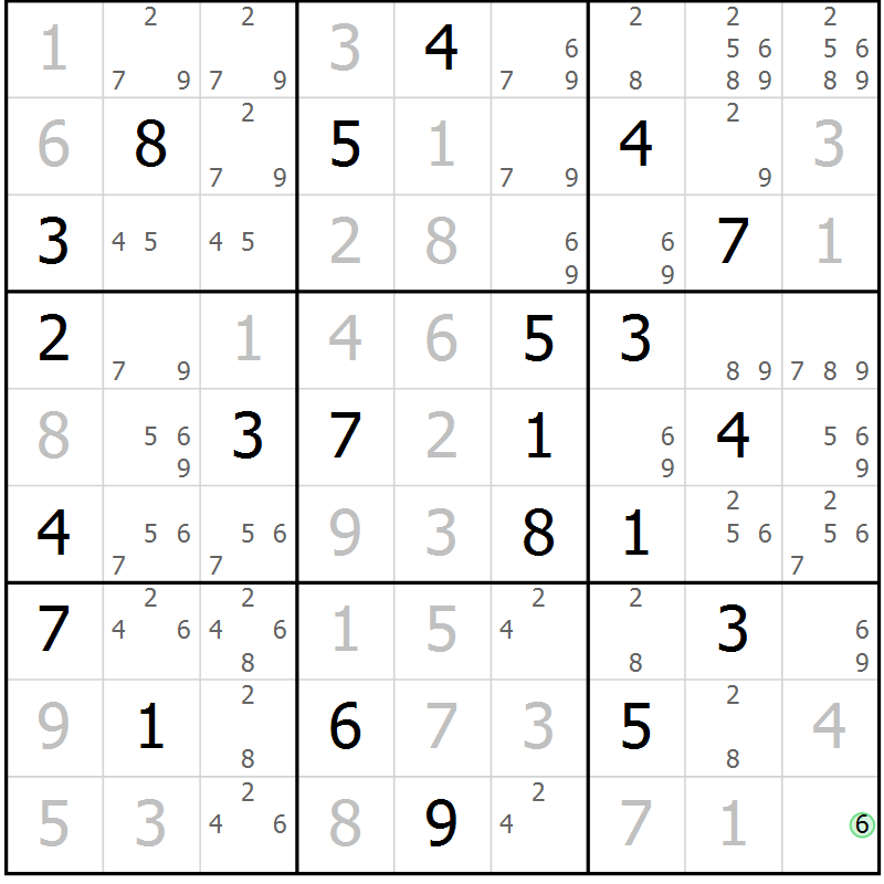 Position des candidats pour la solution de la Gr 9 page 12 du magazine de sudoku Virtuose n° 115
