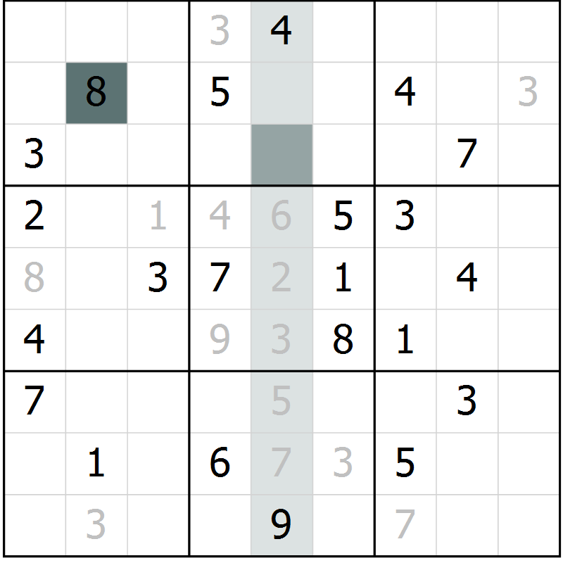 Position des candidats pour la solution de la Gr 9 page 12 du magazine de sudoku Virtuose n° 115
