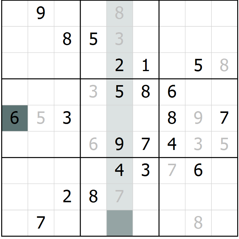 Position des candidats pour la solution de la Gr 1 page 4 du magazine de sudoku Virtuose n° 116