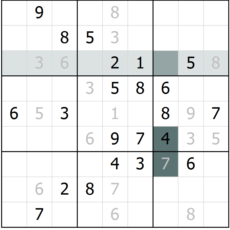 Position des candidats pour la solution de la Gr 1 page 4 du magazine de sudoku Virtuose n° 116