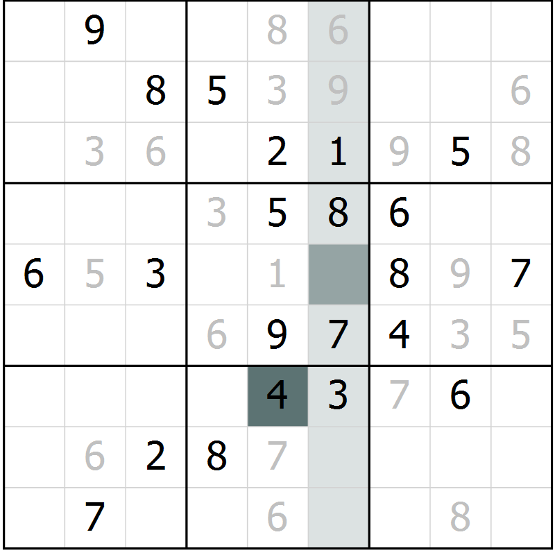 Position des candidats pour la solution de la Gr 1 page 4 du magazine de sudoku Virtuose n° 116