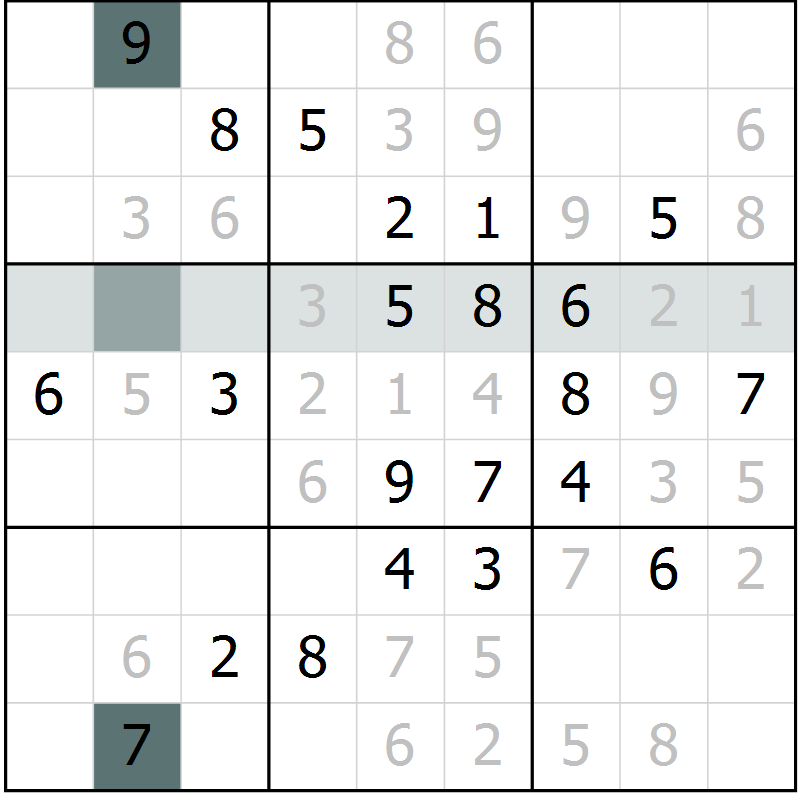 Position des candidats pour la solution de la Gr 1 page 4 du magazine de sudoku Virtuose n° 116