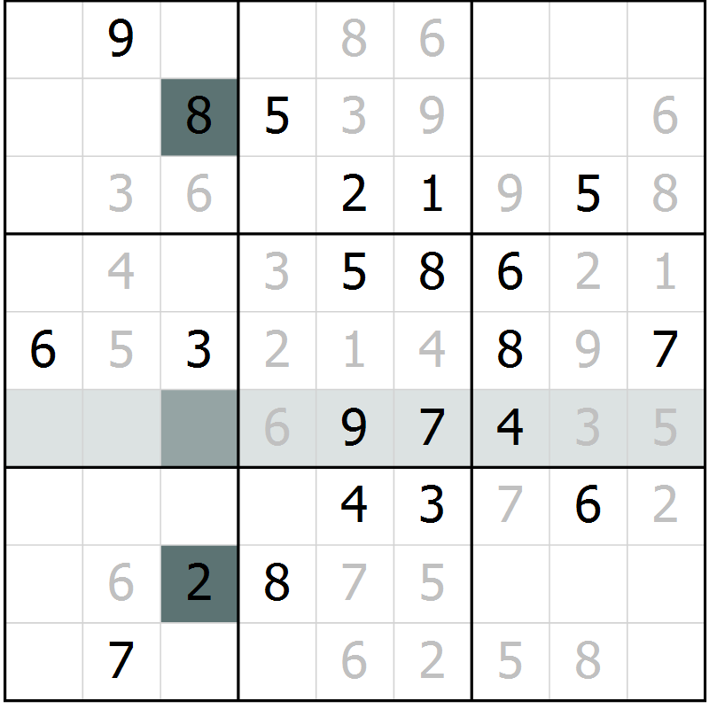 Position des candidats pour la solution de la Gr 1 page 4 du magazine de sudoku Virtuose n° 116