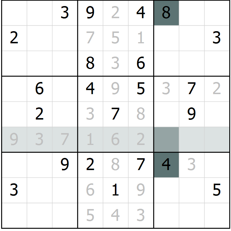 Position des candidats pour la solution de la Gr 10 page 13 du magazine de sudoku Virtuose n° 116