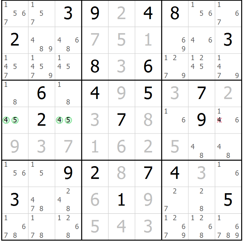 Position des candidats pour la solution de la Gr 10 page 13 du magazine de sudoku Virtuose n° 116