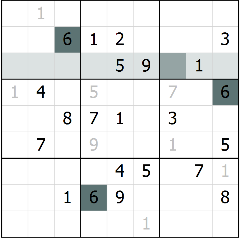 Position des candidats pour la solution de la Gr 11 page 14 du magazine de sudoku Virtuose n° 116