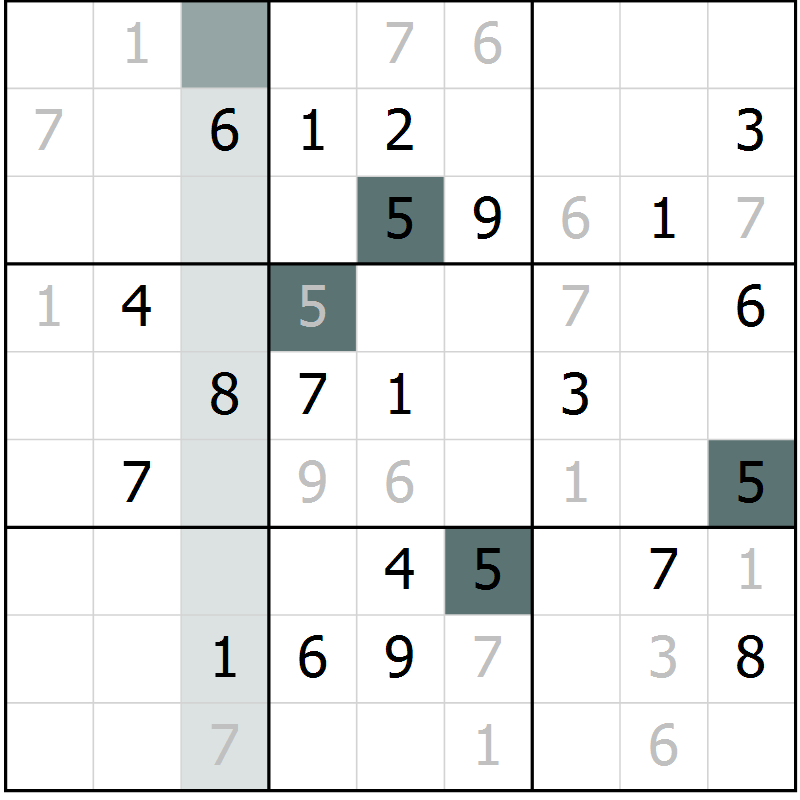 Position des candidats pour la solution de la Gr 11 page 14 du magazine de sudoku Virtuose n° 116