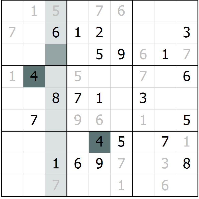 Position des candidats pour la solution de la Gr 11 page 14 du magazine de sudoku Virtuose n° 116