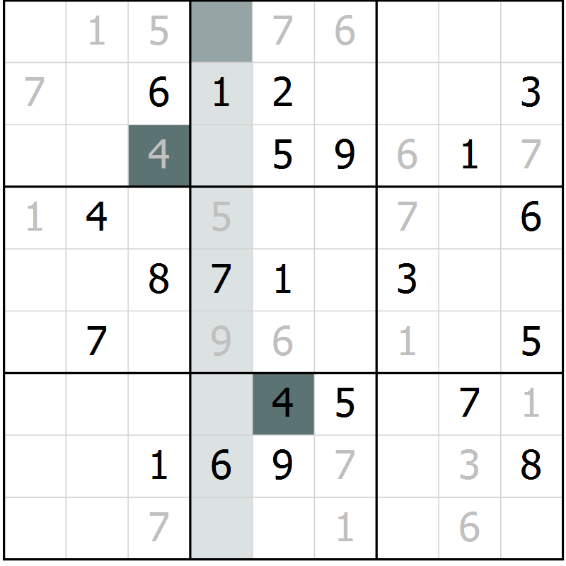 Position des candidats pour la solution de la Gr 11 page 14 du magazine de sudoku Virtuose n° 116
