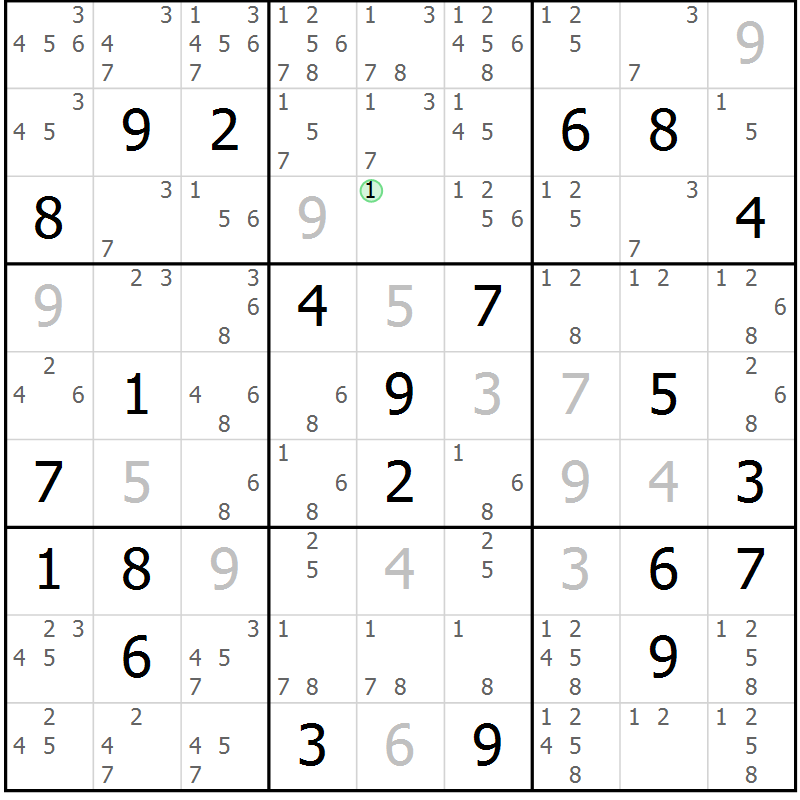 Position des candidats pour la solution de la Gr 14 page 17 du magazine de sudoku Virtuose n° 116