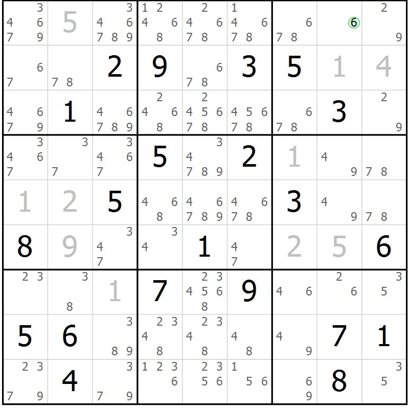 Position des candidats pour la solution de la Gr 15 page 18 du magazine de sudoku Virtuose n° 116