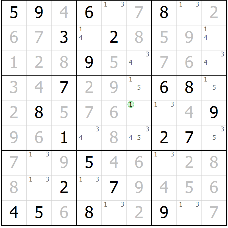 Position des candidats pour la solution de la Gr 16 page 19 du magazine de sudoku Virtuose n° 116