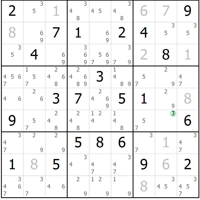 Position des candidats pour la solution de la Gr 17 page 20 du magazine de sudoku Virtuose n° 116