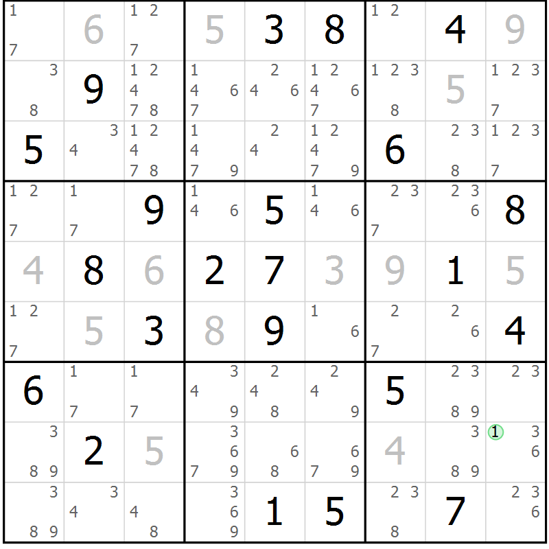 Position des candidats pour la solution de la Gr 19 page 22 du magazine de sudoku Virtuose n° 116