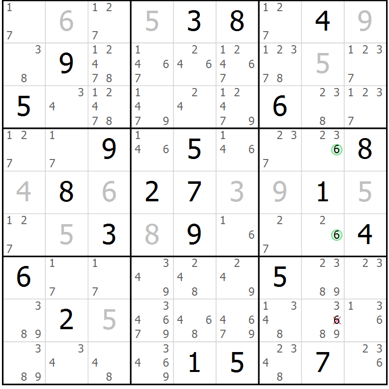 Position des candidats pour la solution de la Gr 19 page 22 du magazine de sudoku Virtuose n° 116
