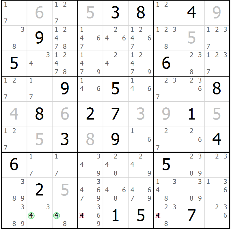Position des candidats pour la solution de la Gr 19 page 22 du magazine de sudoku Virtuose n° 116