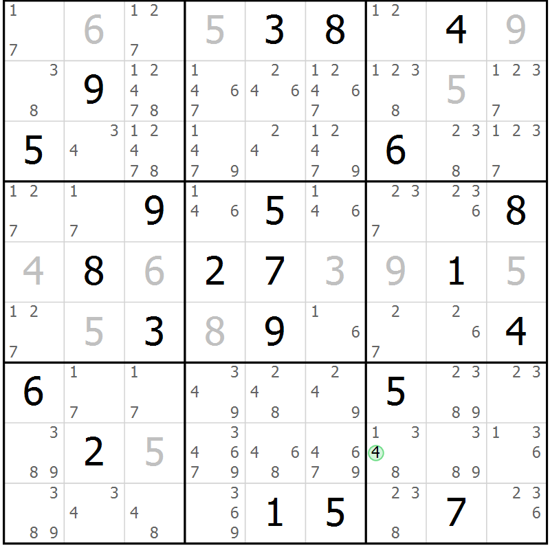 Position des candidats pour la solution de la Gr 19 page 22 du magazine de sudoku Virtuose n° 116