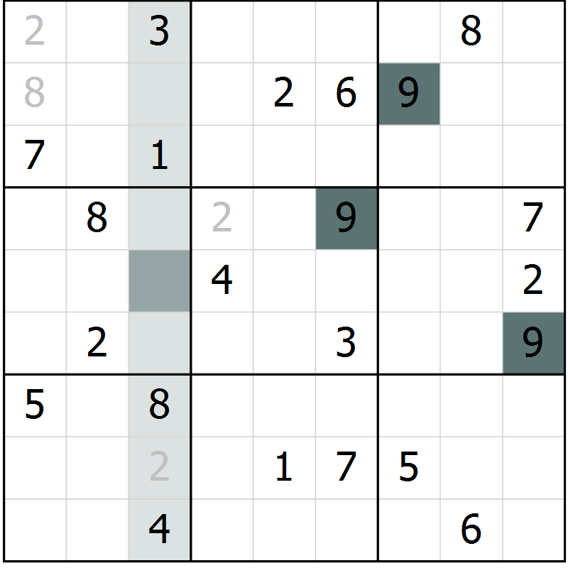Position des candidats pour la solution de la Gr 2 page 5 du magazine de sudoku Virtuose n° 116