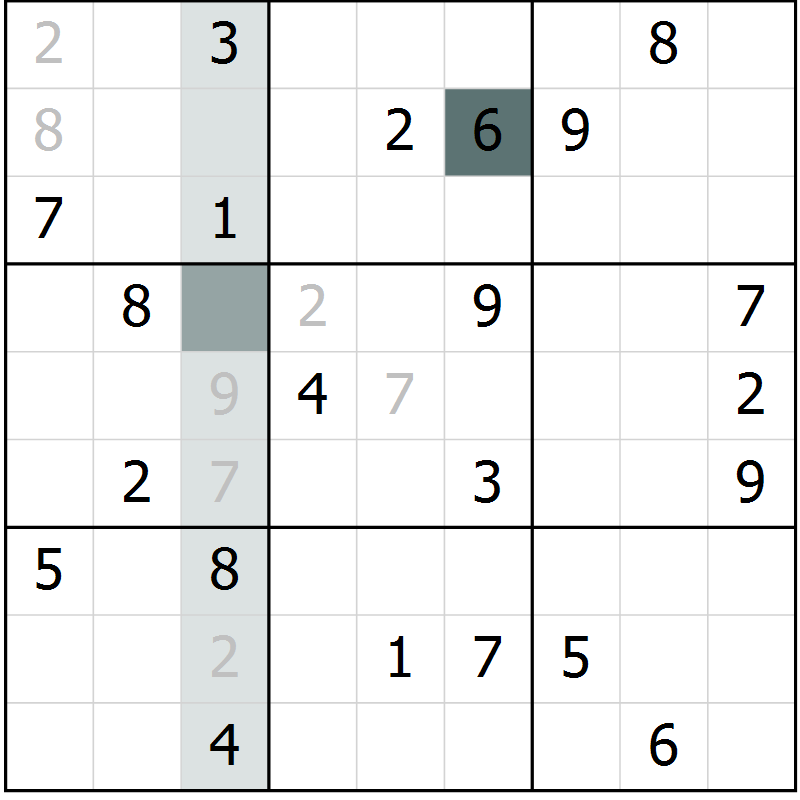 Position des candidats pour la solution de la Gr 2 page 5 du magazine de sudoku Virtuose n° 116