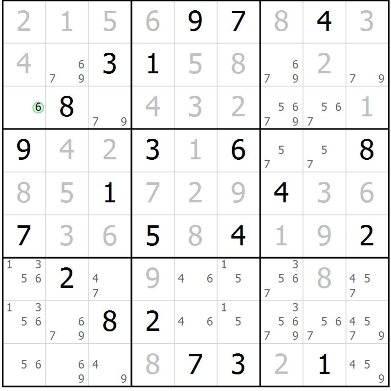 Position des candidats pour la solution de la Gr 21 page 24 du magazine de sudoku Virtuose n° 116