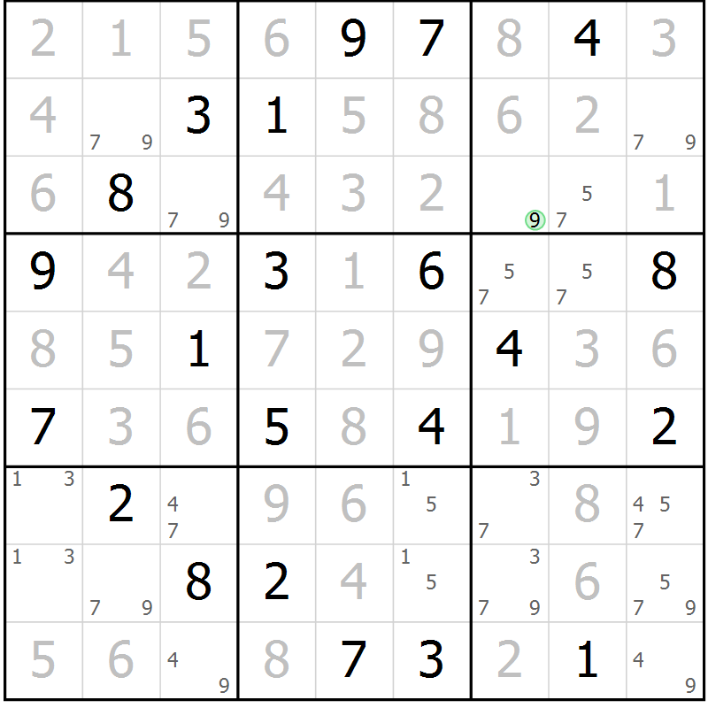 Position des candidats pour la solution de la Gr 21 page 24 du magazine de sudoku Virtuose n° 116