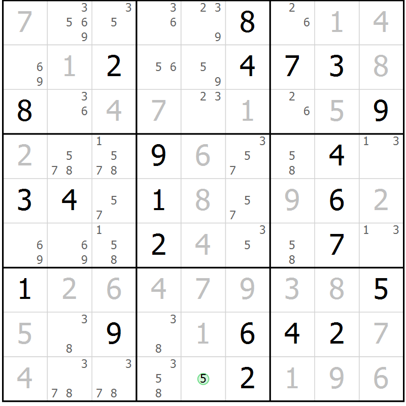 Position des candidats pour la solution de la Gr 22 page 25 du magazine de sudoku Virtuose n° 116