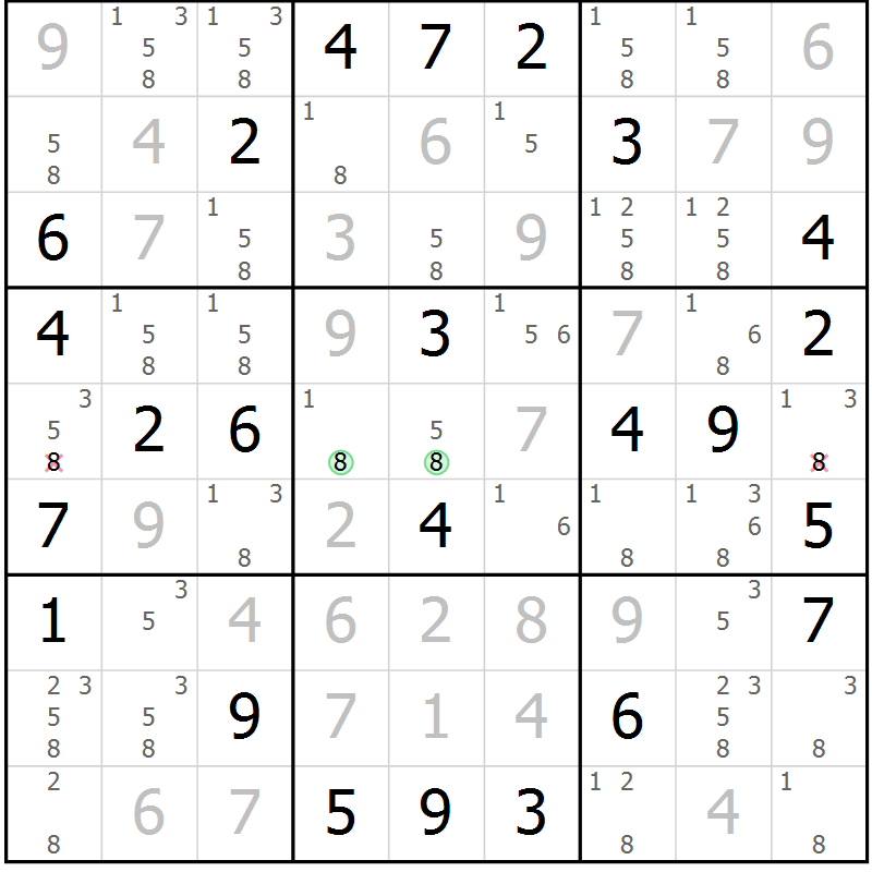 Position des candidats pour la solution de la Gr 24 page 27 du magazine de sudoku Virtuose n° 116