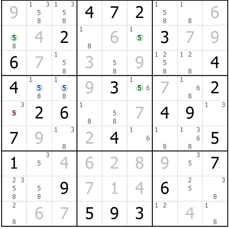 Position des candidats pour la solution de la Gr 24 page 27 du magazine de sudoku Virtuose n° 116