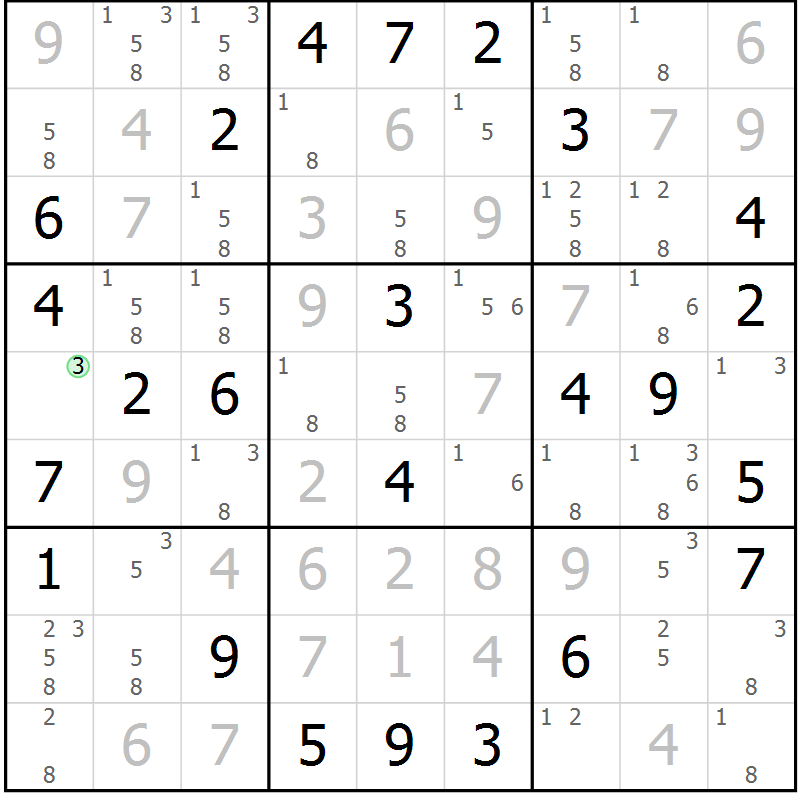 Position des candidats pour la solution de la Gr 24 page 27 du magazine de sudoku Virtuose n° 116