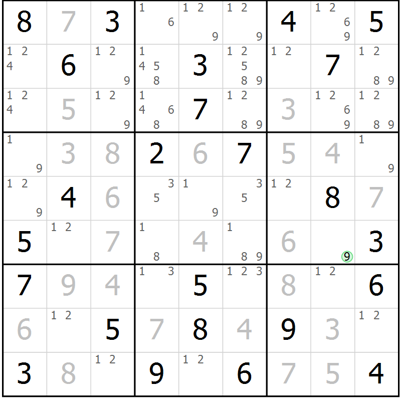Position des candidats pour la solution de la Gr 25 page 28 du magazine de sudoku Virtuose n° 116