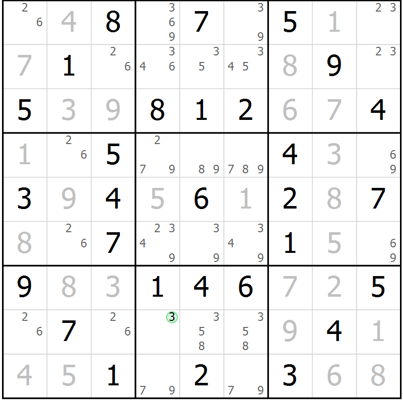 Position des candidats pour la solution de la Gr 26 page 29 du magazine de sudoku Virtuose n° 116