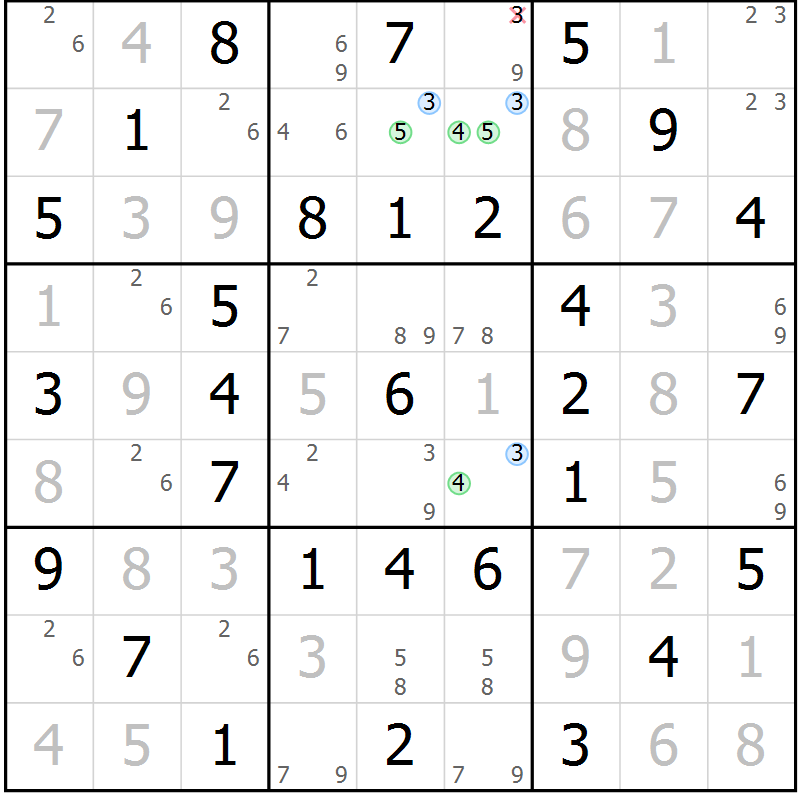 Position des candidats pour la solution de la Gr 26 page 29 du magazine de sudoku Virtuose n° 116