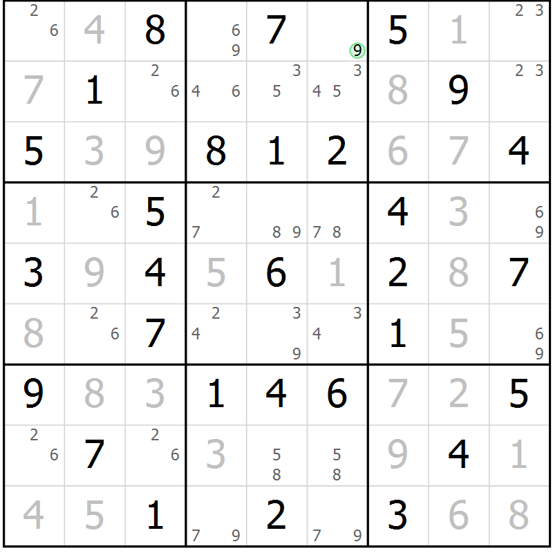 Position des candidats pour la solution de la Gr 26 page 29 du magazine de sudoku Virtuose n° 116