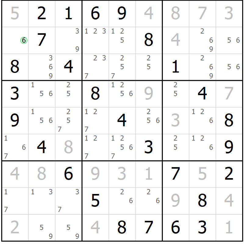 Position des candidats pour la solution de la Gr 27 page 30 du magazine de sudoku Virtuose n° 116