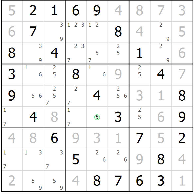Position des candidats pour la solution de la Gr 27 page 30 du magazine de sudoku Virtuose n° 116