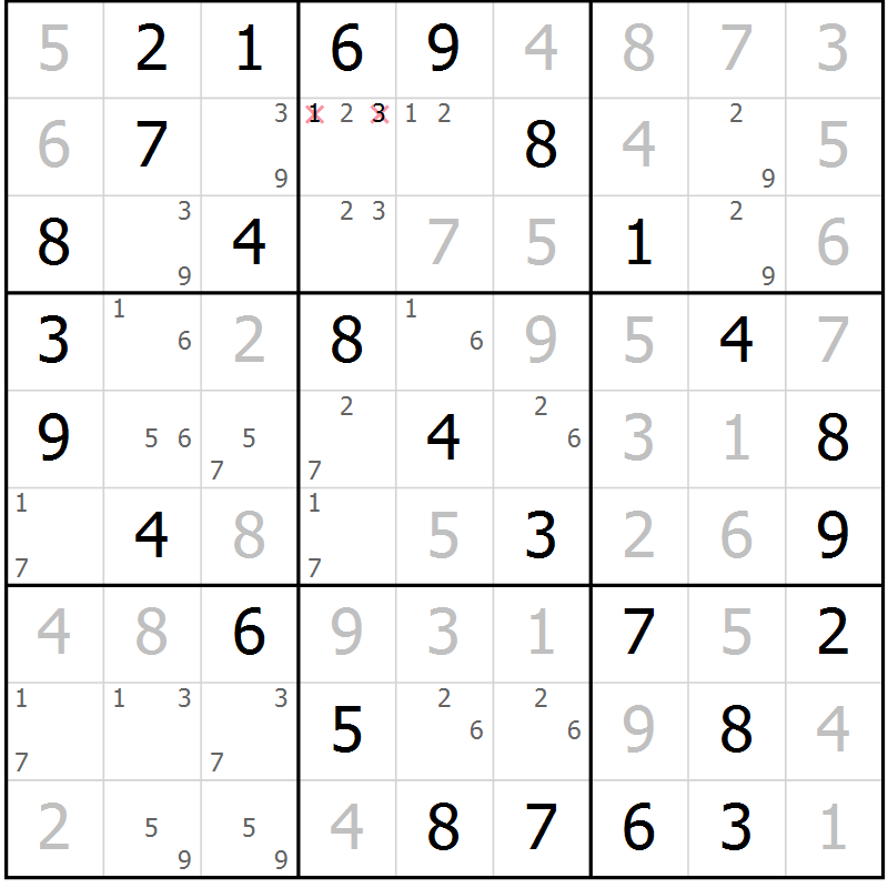 Position des candidats pour la solution de la Gr 27 page 30 du magazine de sudoku Virtuose n° 116