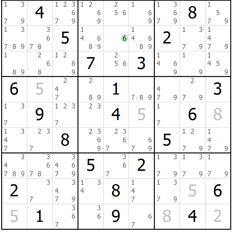 Position des candidats pour la solution de la Gr 28 page 31 du magazine de sudoku Virtuose n° 116